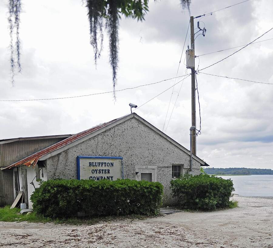 Bluffton Oyster Company building on the banks of the May River