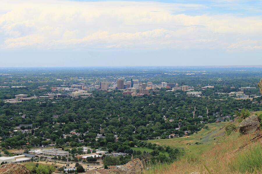 View over Boise from the Table Rock trail in the foothills