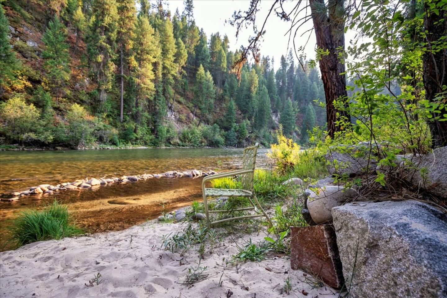 Private sandy beach on the river