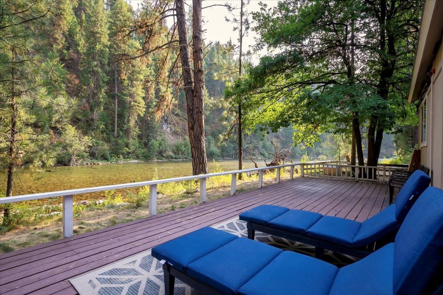 Riverside deck with loungers