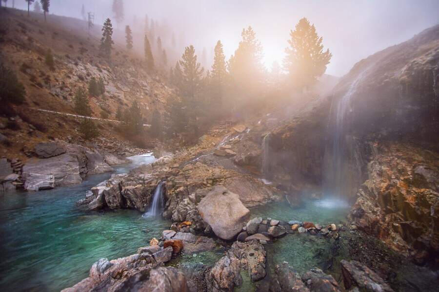 Steaming pools and warm waterfalls at Kirkham Hot Springs