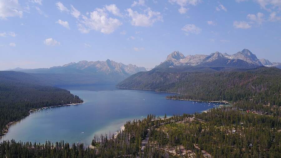 Redfish Lake below the peaks of the Sawtooth Range