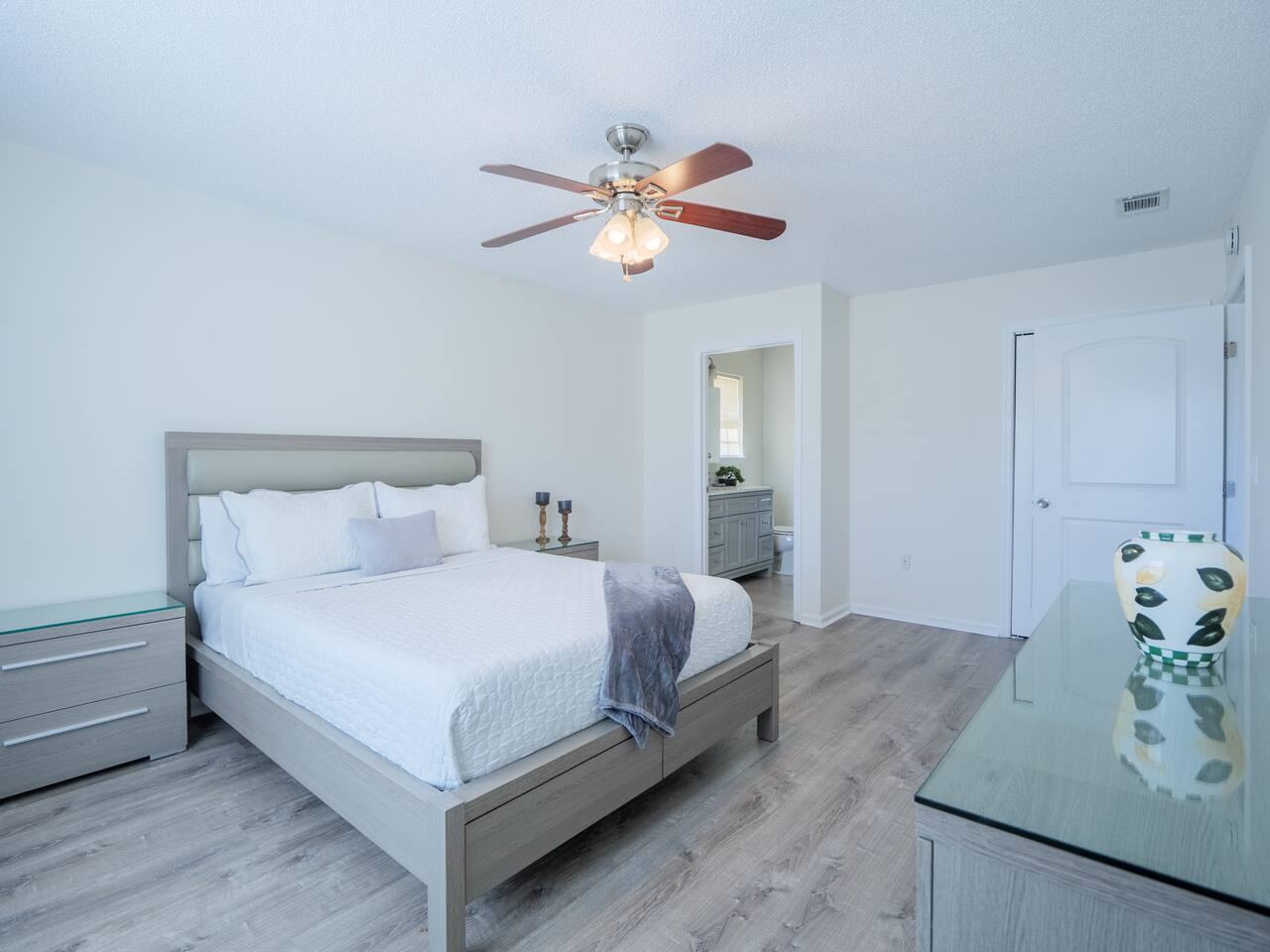 Primary bedroom with queen bed