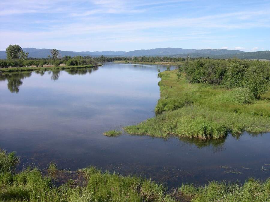 North Fork Payette River winding through Long Valley meadows