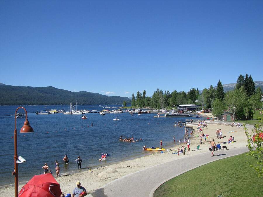 McCall public beach and marina on Payette Lake