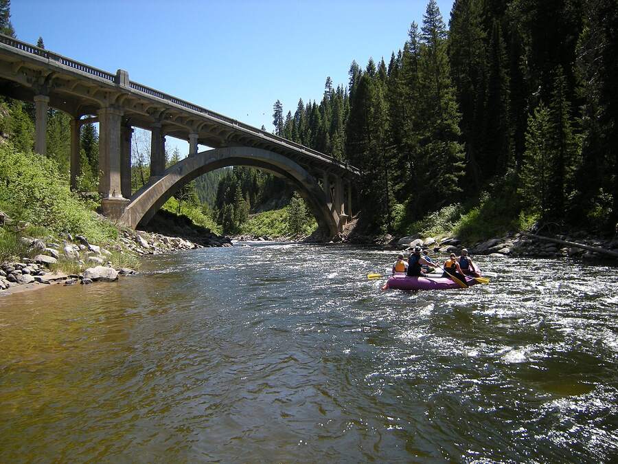 Rafters below the Rainbow Bridge on the North Fork Payette River